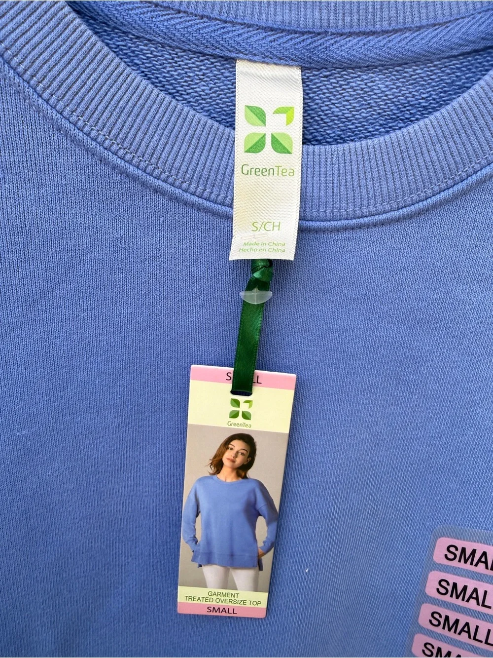GreenTea Comfy Oversized Colbalt Sweatshirt Split Sides Small NWT